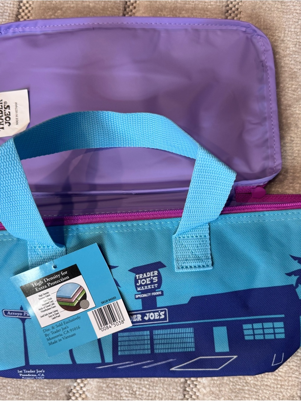 Trader Joe's Blue & Lavender Insulated Tote